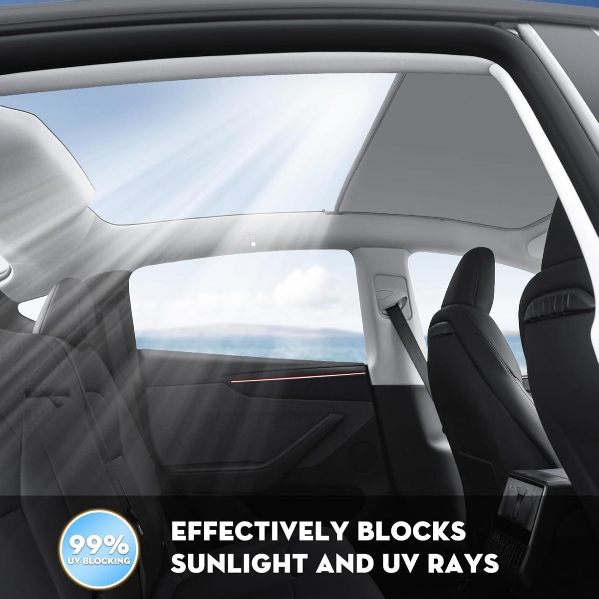 2025/2026 Tesla Model Y Juniper Sunshade Roof, Foldable Heat Blocking,UV Protection & Reflective Sunroof Shade with Nano Ice-Crystal Coatings for Tesla Model Y Accessories