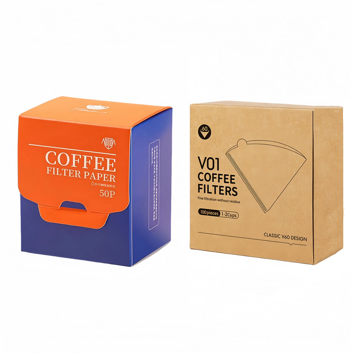 Coffee Filter Paper,100Pcs V60 Cone&amp;50Pcs Hanging Ear Drip, Disposable Natural Unbleached Paper Filters with Pour Over and Drip Coffee Maker