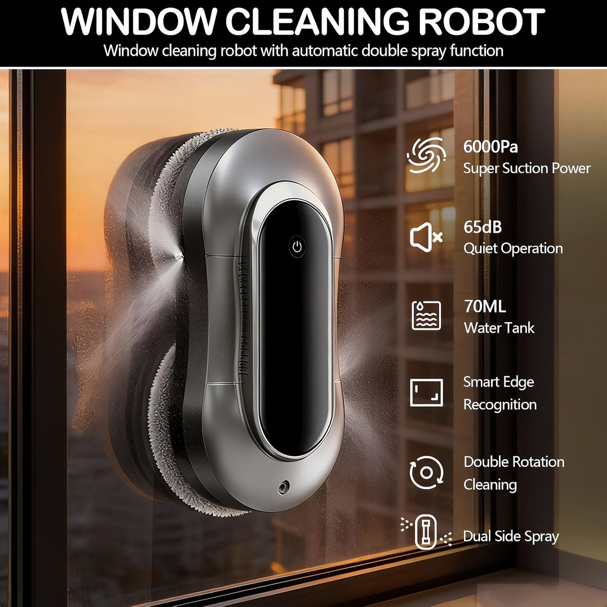 Robot Window Cleaner Automatic Water Spray Glass Cleaning Robot