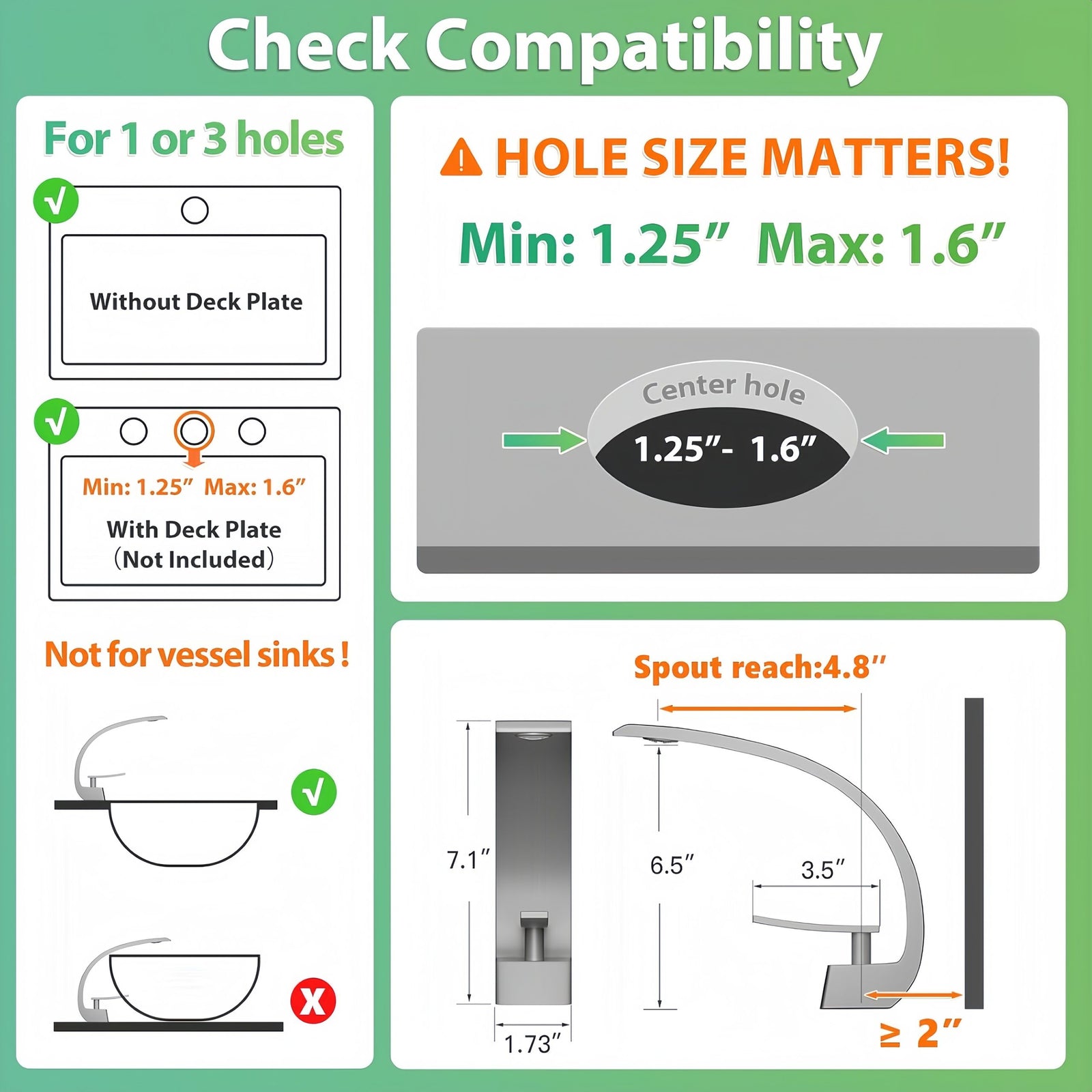 Bathroom Basin Mixer Tap Vanity Counter Top Faucet with Aerator