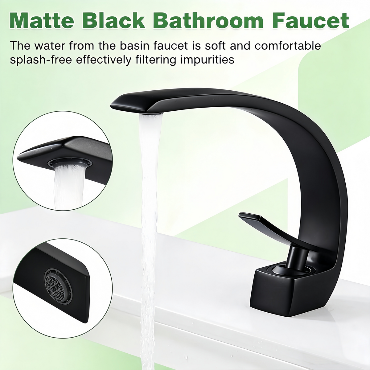 Bathroom Basin Mixer Tap Vanity Counter Top Faucet with Aerator
