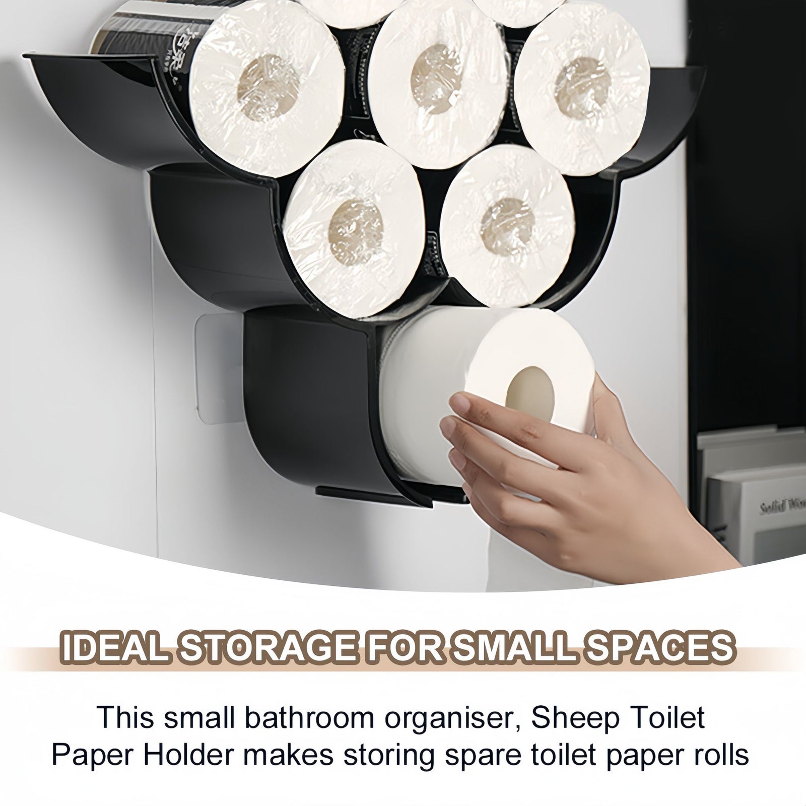 Creative Sheep Toilet Paper Holder, Wall-Mounted Metal Tissue Storage Rack, Punch-Free Easy Installation Paper Towel Holder, Funny Home Decor for Bathroom