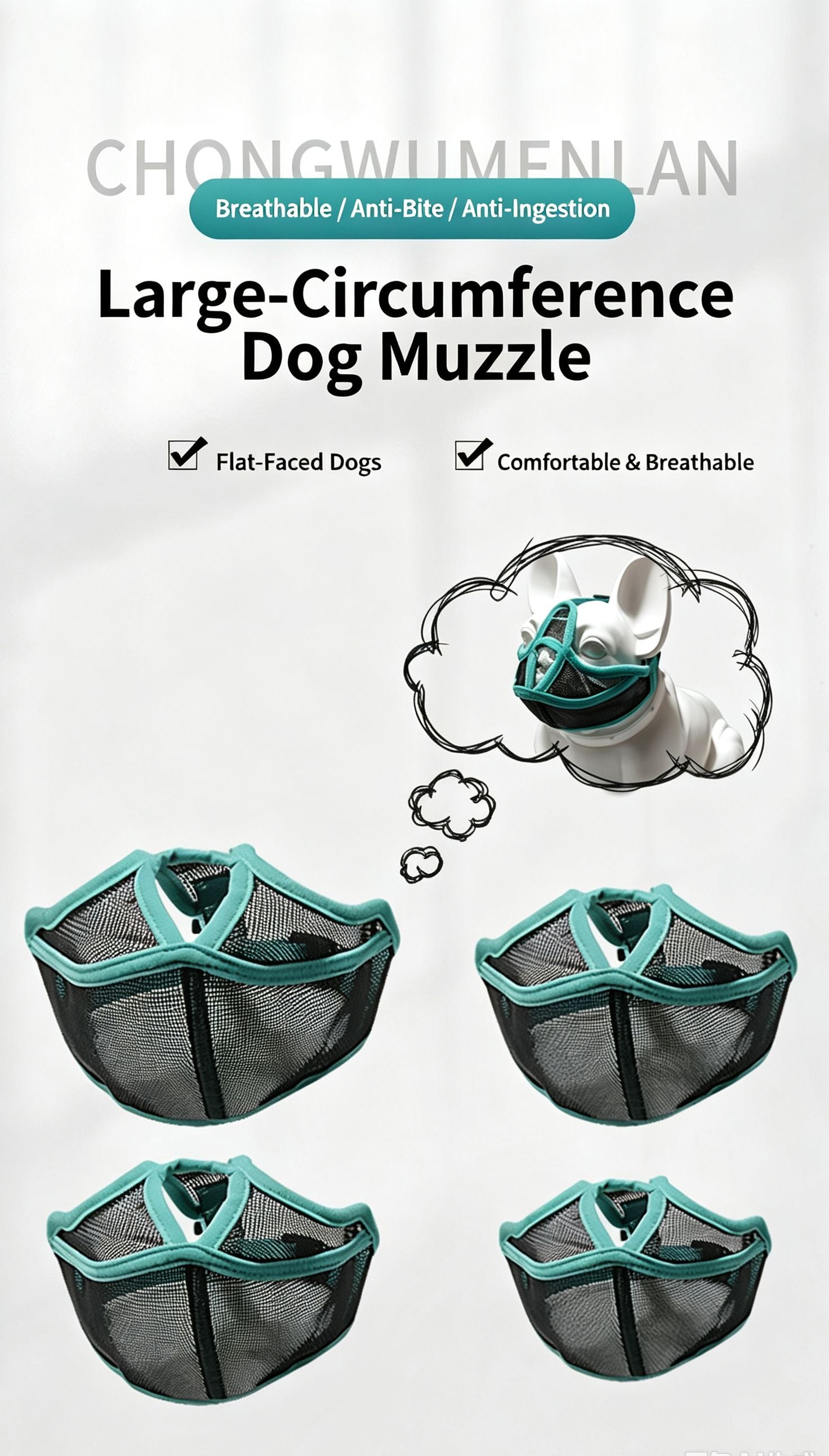 Anti bite and anti ingestion mouth cover suitable for bulldogs，XL