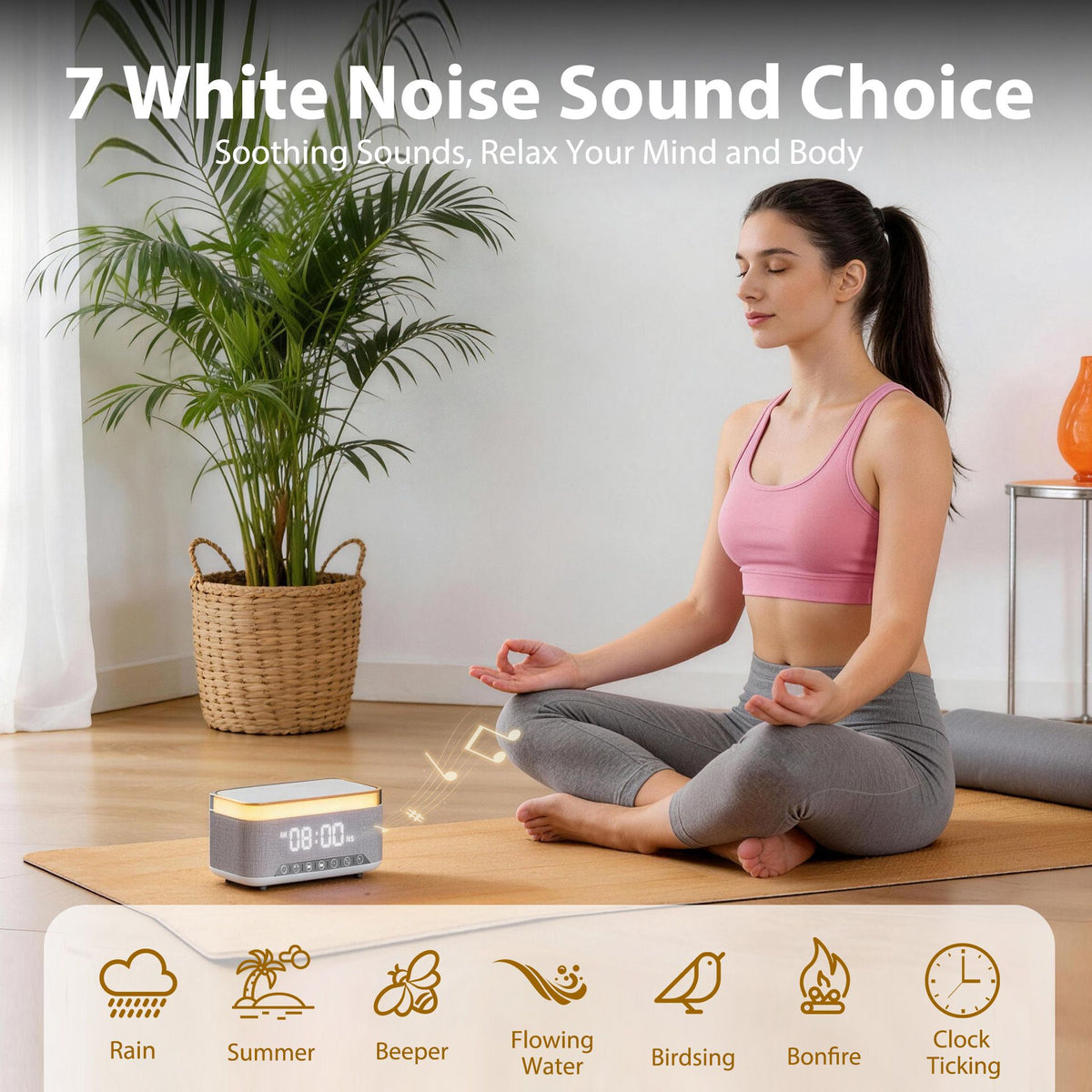15W Fast Wireless Charging Alarm Clock with Bluetooth Speaker, White Noise Mochine & RGB Night Light, 6-in-1 Digital Bedside Alarm Clock Radio for Bedroom, Grey