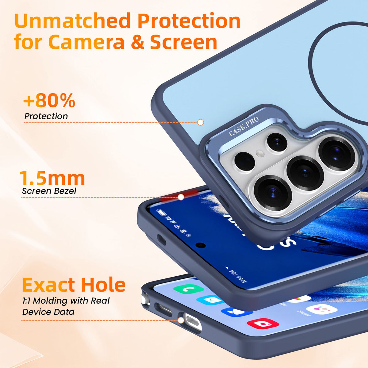 for Samsung Galaxy S26 Ultra Case with Lens Kickstand, Support Wireless Charging, Military-Grade Shockproof Protection Slim Magnetic Case, Soft TPU Acrylic PC Material, Blue