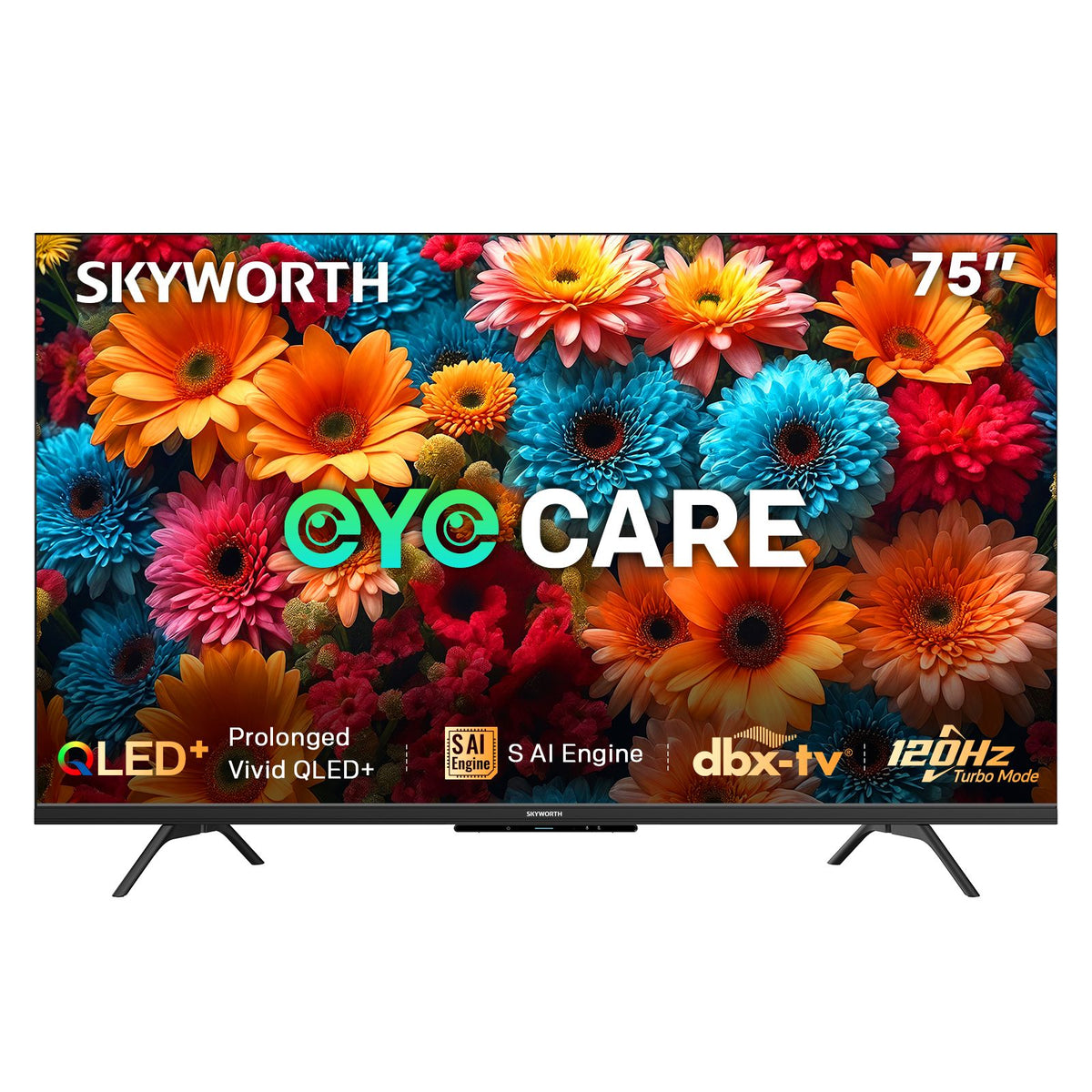 SKYWORTH Q6600H 75" - QLED+ 4K Smart Google TV, Gen 5 Quantum Dot, 120Hz Refresh Rate, AI-Powered Picture, Dolby Audio DBX-tv Audio, Voice Control, Screen Casting, HDR, Eco-Friendly Design