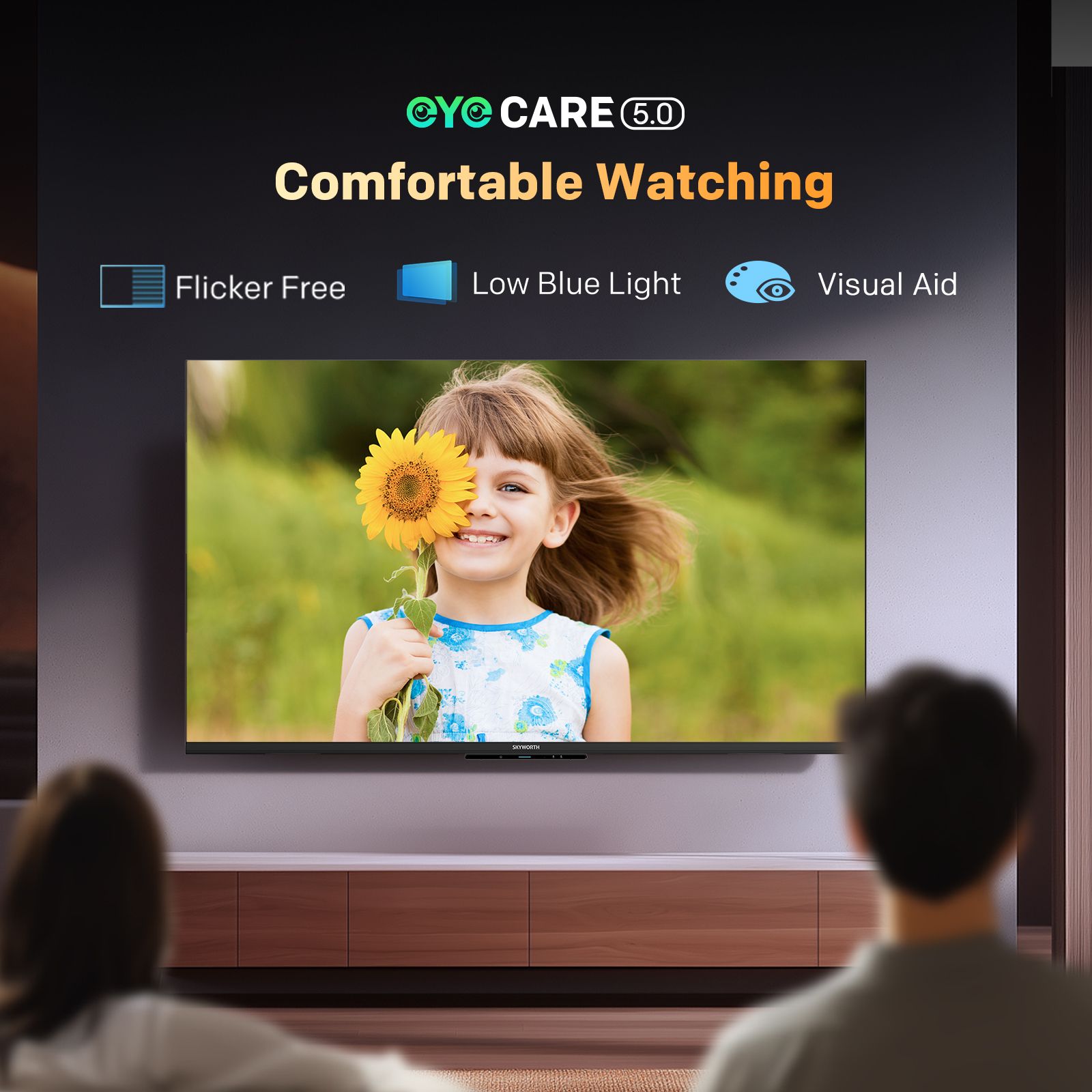 SKYWORTH Q6600H 55" - QLED+ 4K Smart Google TV, Gen 5 Quantum Dot, 120Hz Refresh Rate, AI-Powered Picture, Dolby Audio DBX-tv Audio, Voice Control, Screen Casting, HDR, Eco-Friendly Design