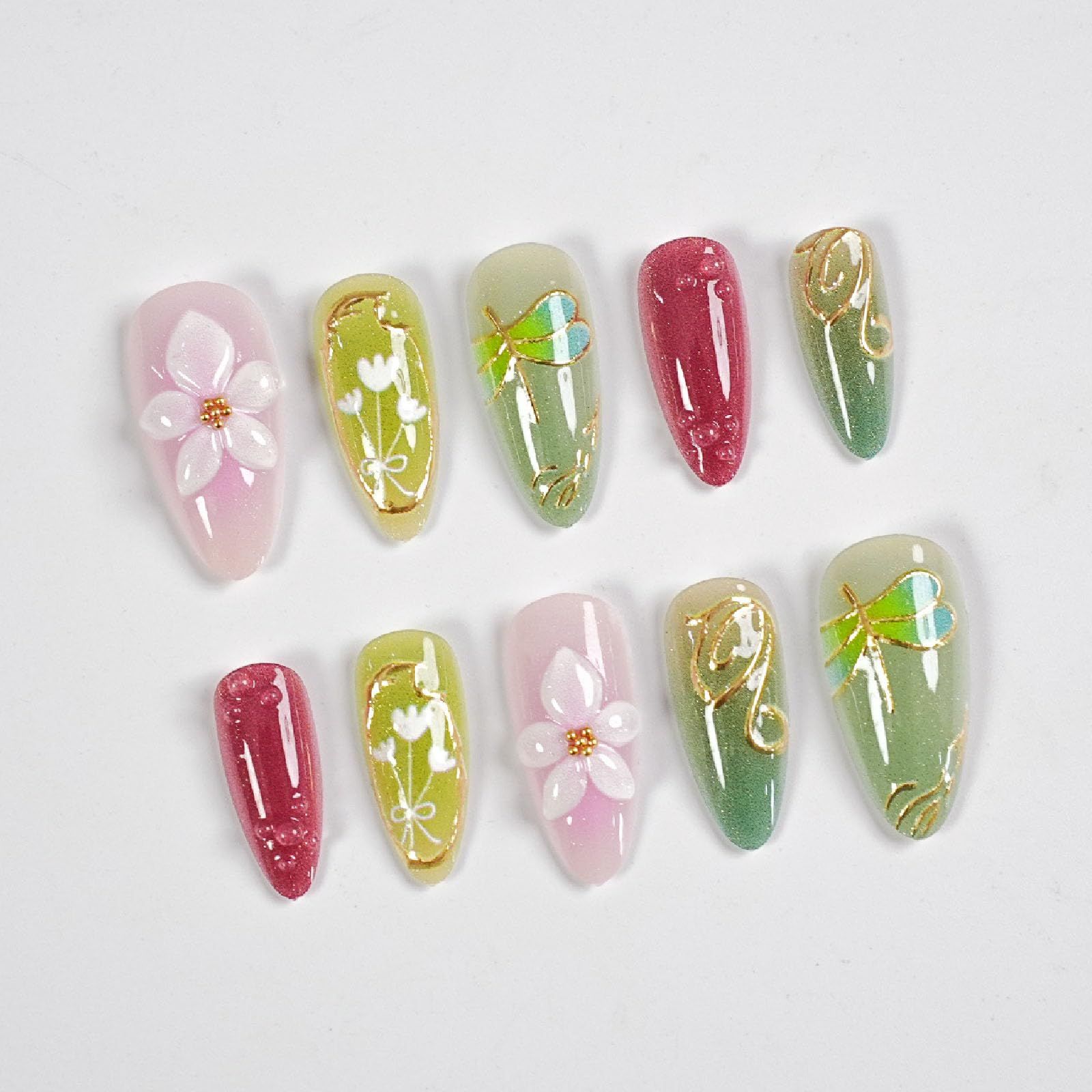 24pcsMedium Almond Press-On Nails For Spring & Summer, DIY Nail Art For Parties & Daily Wear (rose pink)