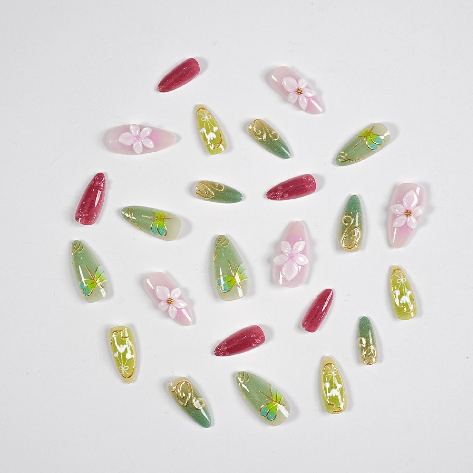 24pcsMedium Almond Press-On Nails For Spring & Summer, DIY Nail Art For Parties & Daily Wear (rose pink)