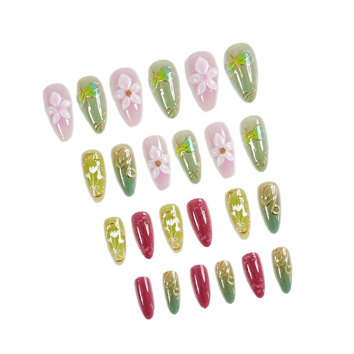 24pcsMedium Almond Press-On Nails For Spring & Summer, DIY Nail Art For Parties & Daily Wear (rose pink)