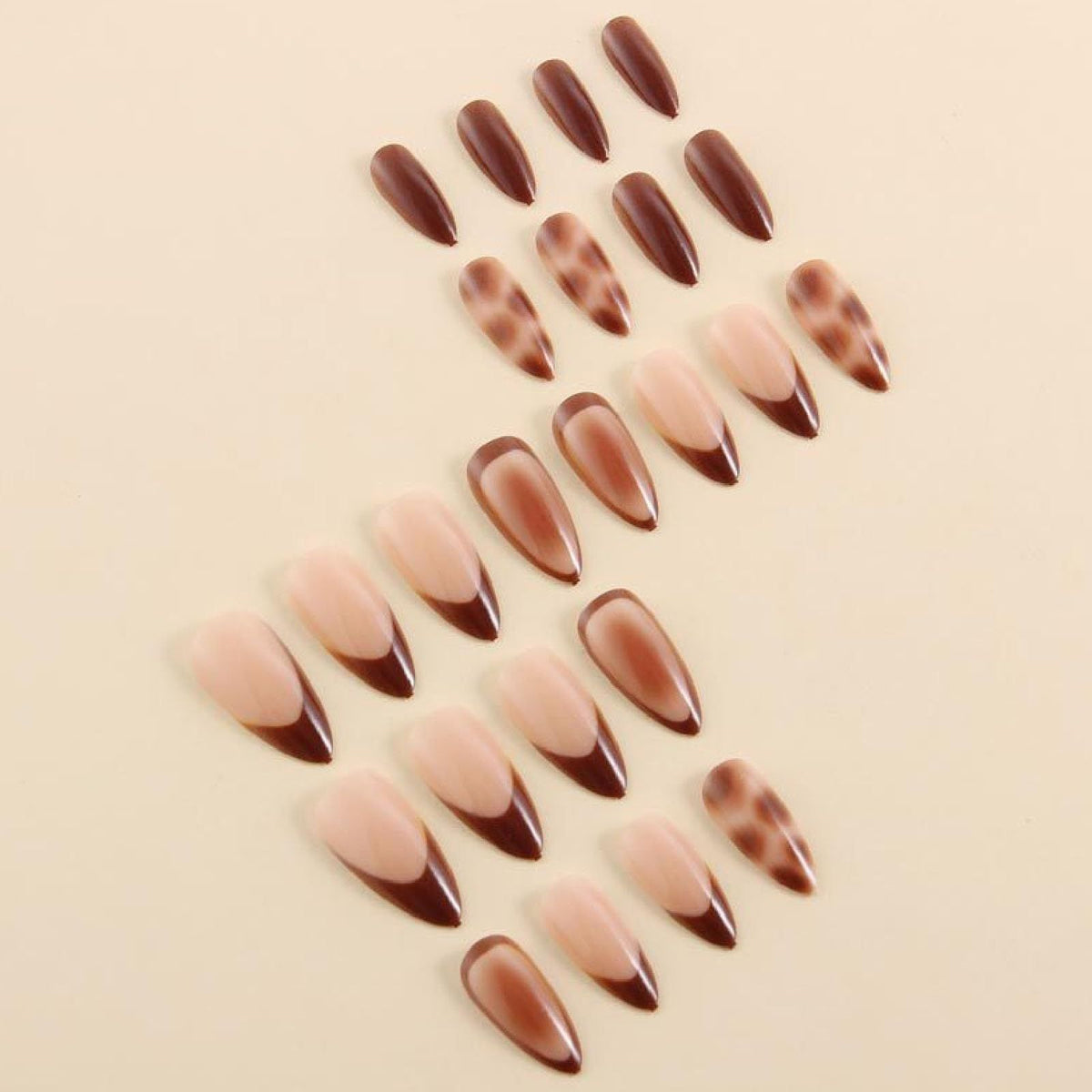 24pcsStunning Press-On Nails For Daily Wear, Parties, Special Events & Easy DIY Nail Art (Brown)