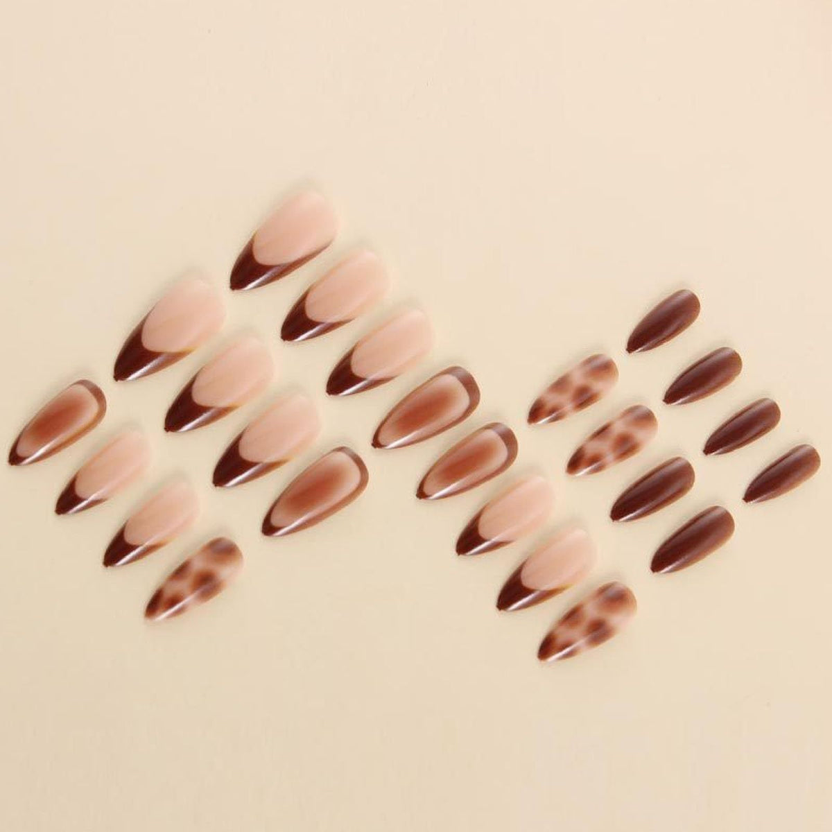 24pcsStunning Press-On Nails For Daily Wear, Parties, Special Events & Easy DIY Nail Art (Brown)