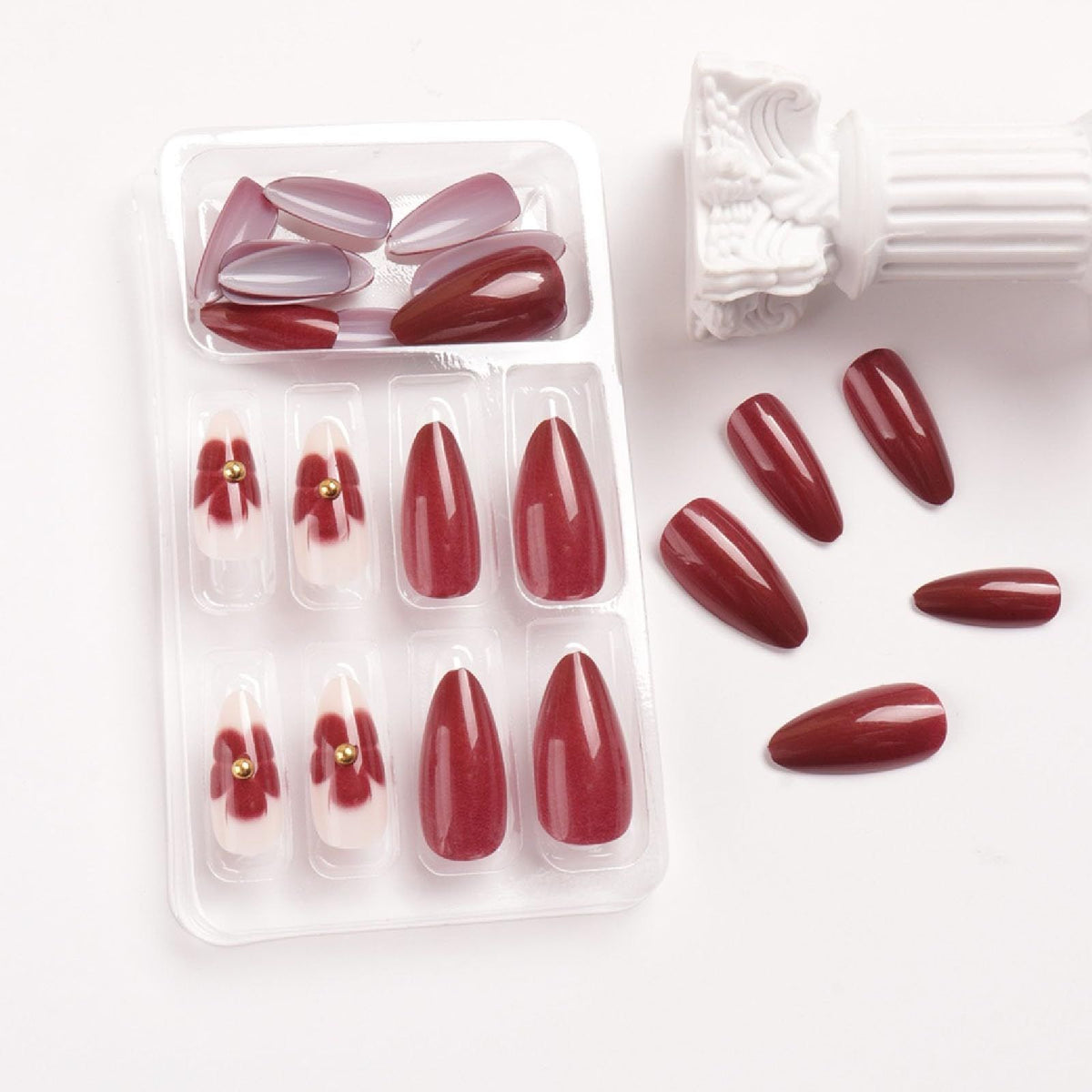 24pcsStunning Press-On Nails for Every Occasion – Easy to Apply, Flawless Finish (Deep Red)