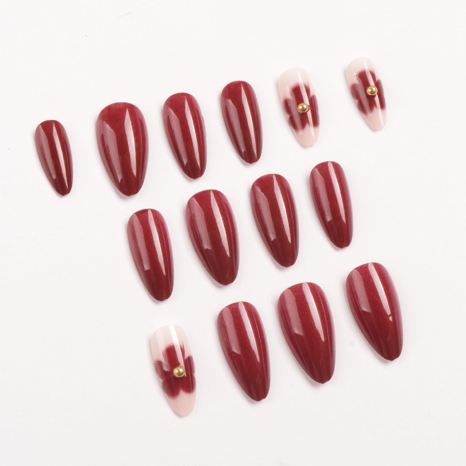 24pcsStunning Press-On Nails for Every Occasion – Easy to Apply, Flawless Finish (Deep Red)