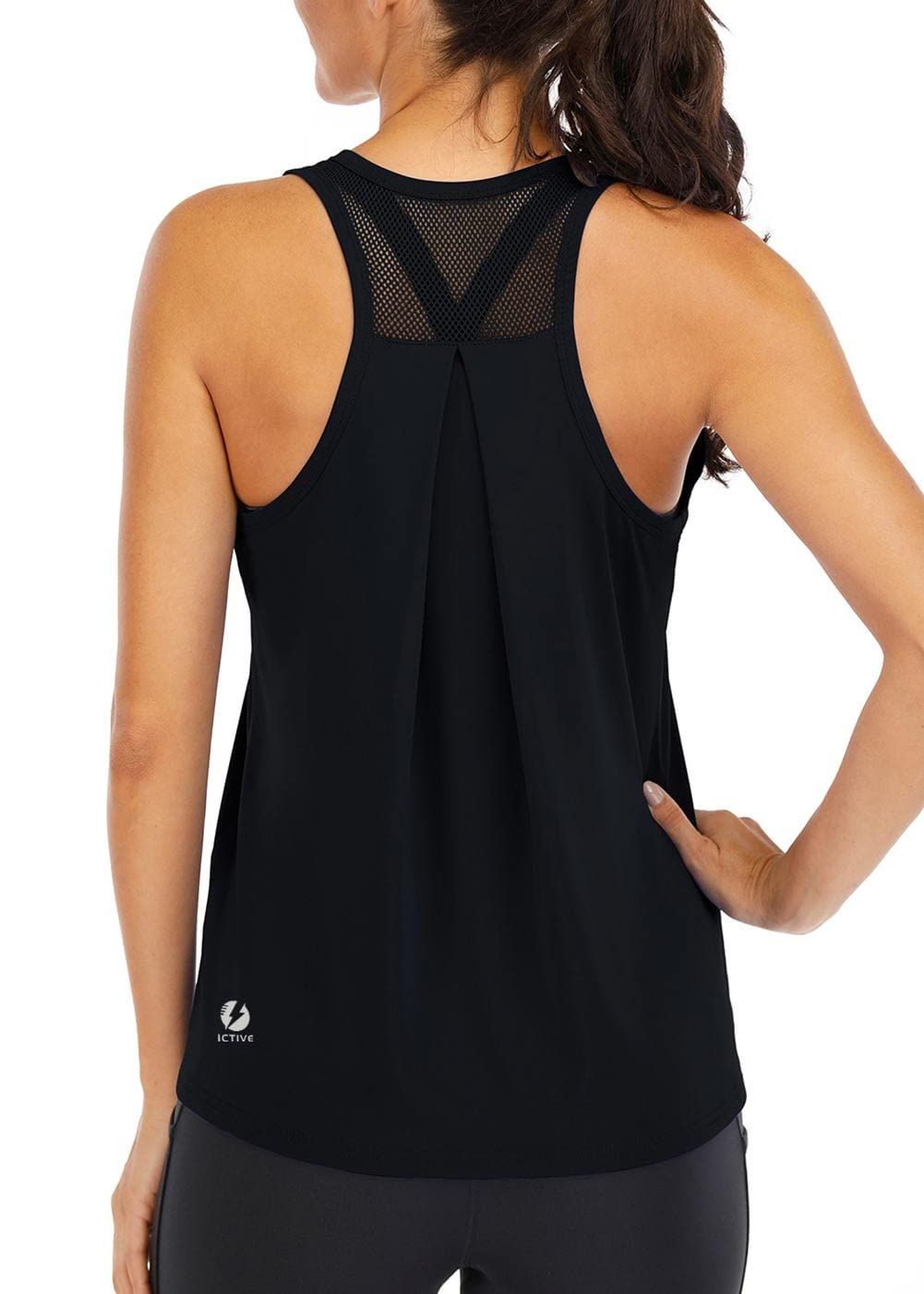 Loose Racerback Tank Top for Workout, Running, Yoga and Daily Gym Activities, M (Black)