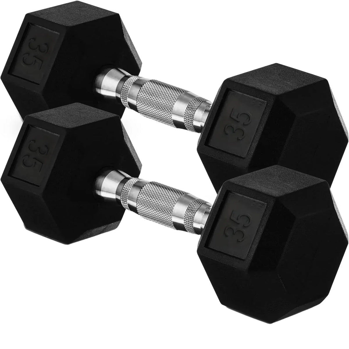 20lb to 45lb Rubber Coated Hex Dumbbells (sold in pairs) — Pair of 25LB / ~11.5kg