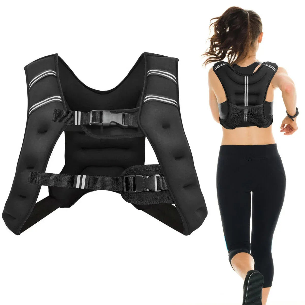 Weighted Vest With Mesh Pocket & Adjustable Buckle — 5kg / Black