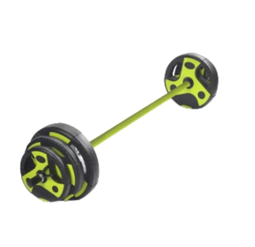 NEW 20KG Aerobic Barbell Set | Black &amp; Green Tri Grip Plate