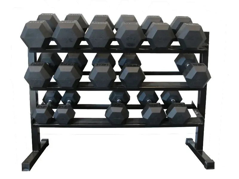Ultimate 1–50kg Rubber Hex Dumbbell Package with 2 Storage Racks