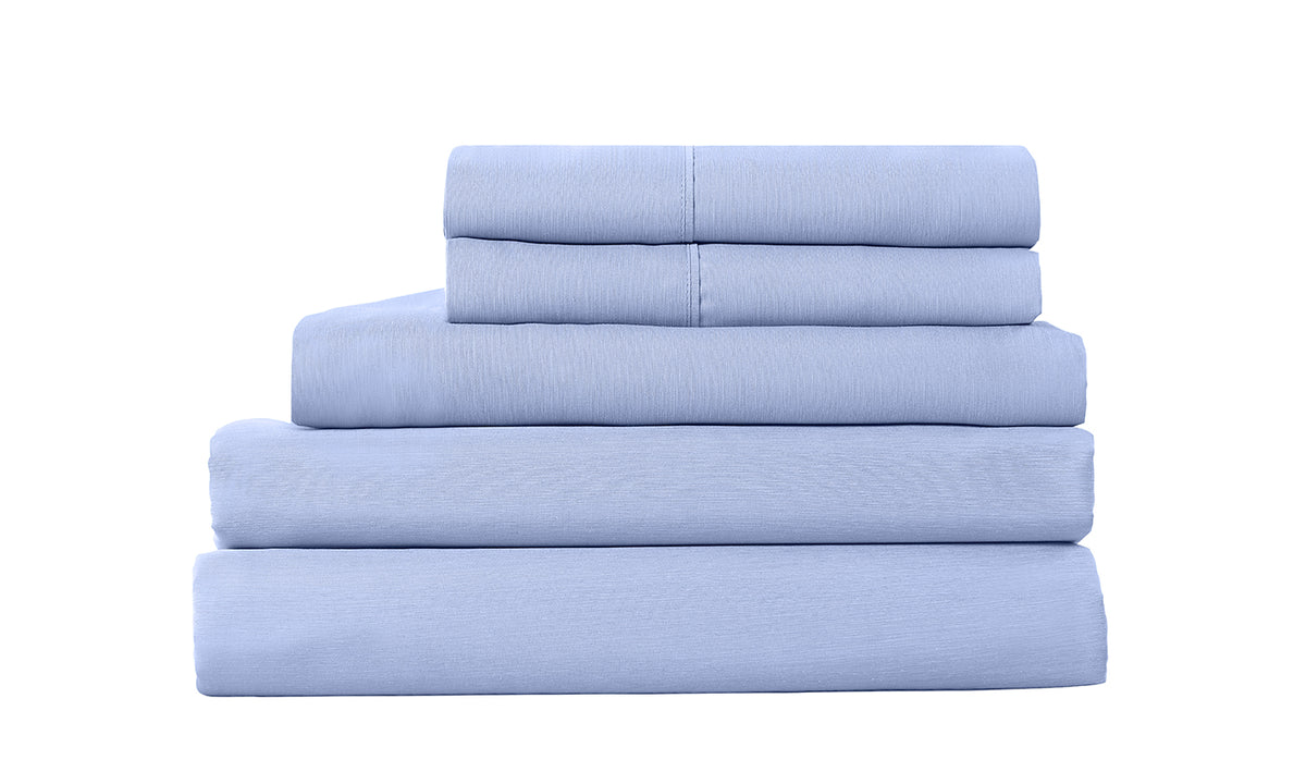 Royal Comfort 2000TC 6 Piece Bamboo Sheet &amp; Quilt Cover Set Cooling Breathable - Queen - Light Blue