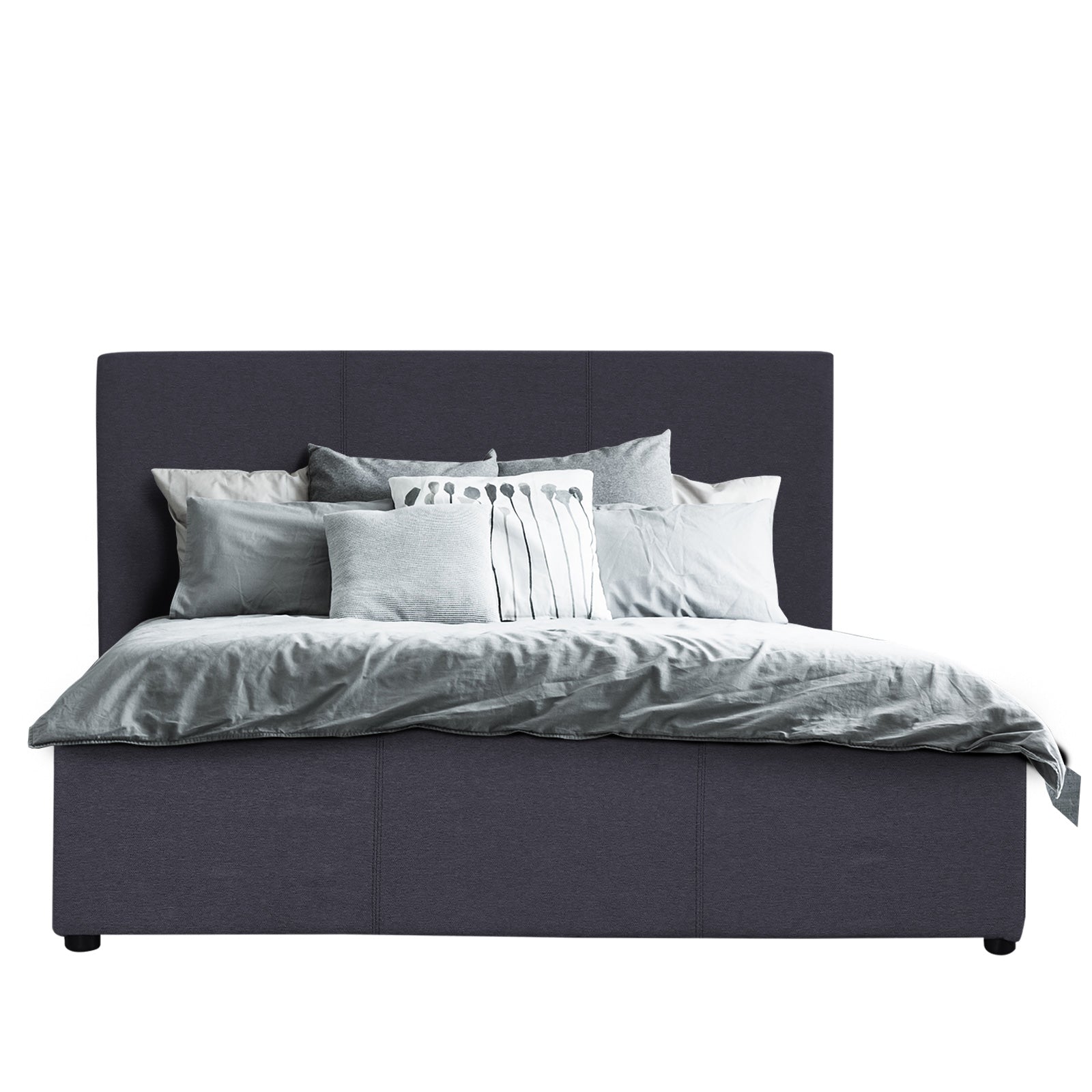 Milano Luxury Gas Lift Bed Frame Base And Headboard With Storage - Single - Charcoal