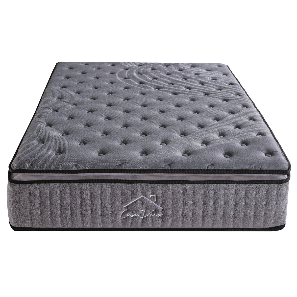 Casa Decor Bamboo Charcoal Mattress Pocket Spring Pillowtop 5 Zone 32cm Depth - King - Charcoal