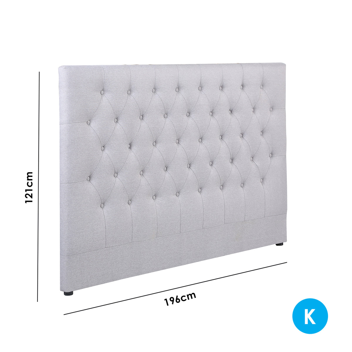 Milano Decor Yorkshire Tufted Bed Head Light Grey - King