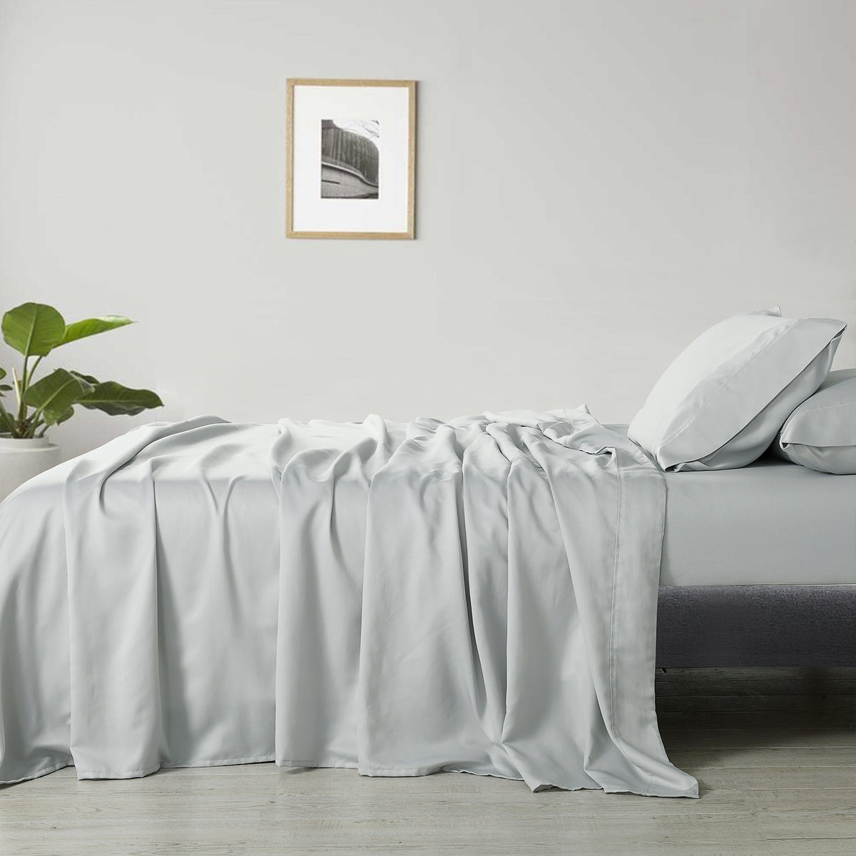 Royal Comfort 600 Thread Count Cooling Ultra Soft Tencel Eucalyptus Sheet Set - Queen - Grey
