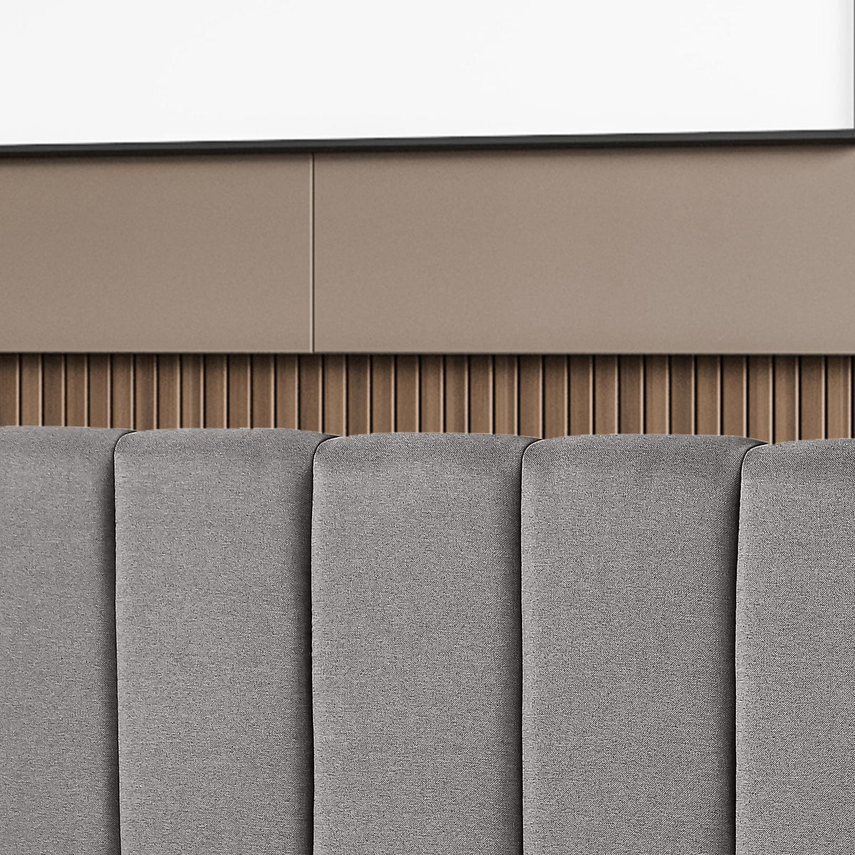Milano Decor Valencia Mid Grey Bed Head Headboard Bedhead Upholstered - Queen - Mid Grey