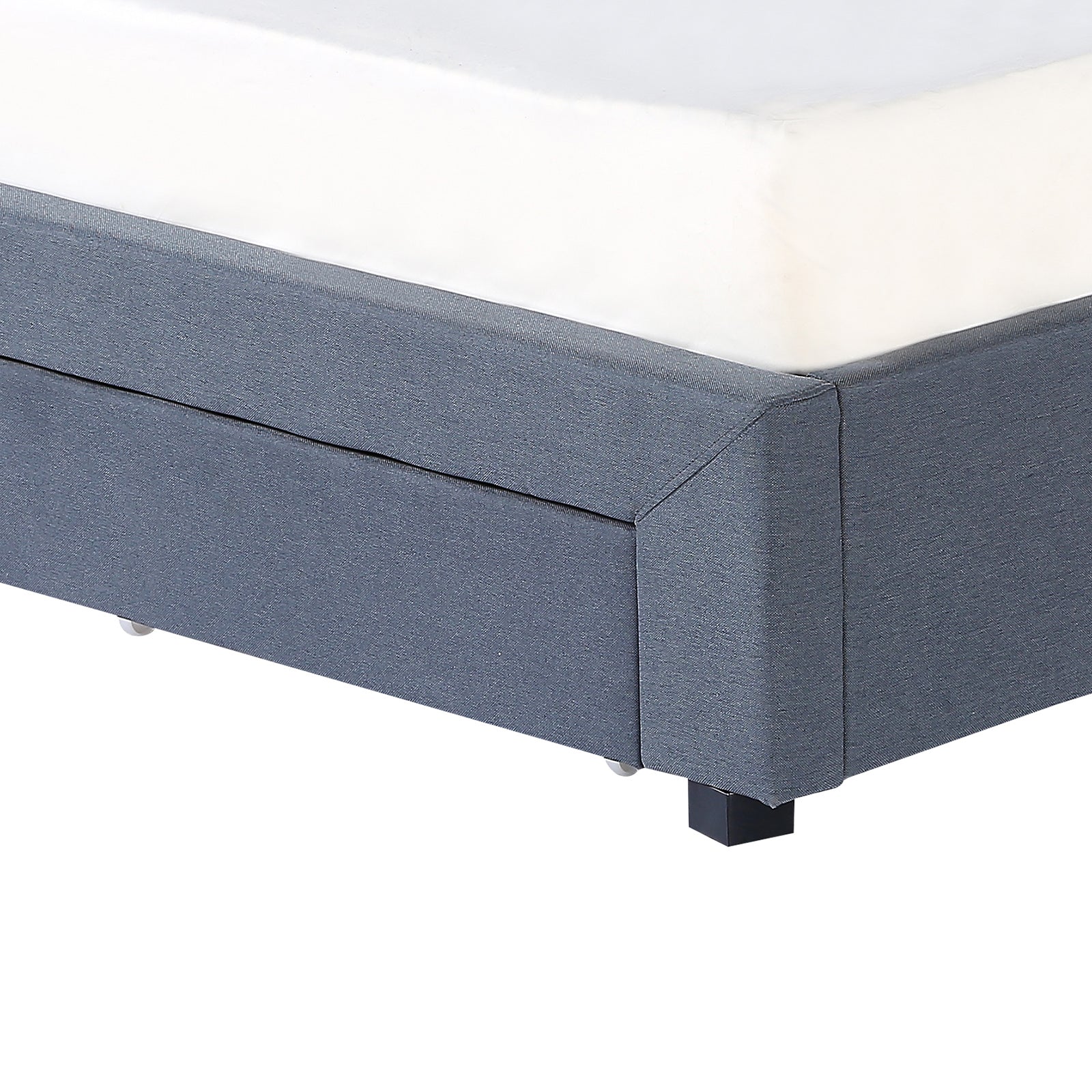Milano Decor Palermo Bed Base with Drawers Upholstered Fabric Wood Charcoal - Double - Charcoal