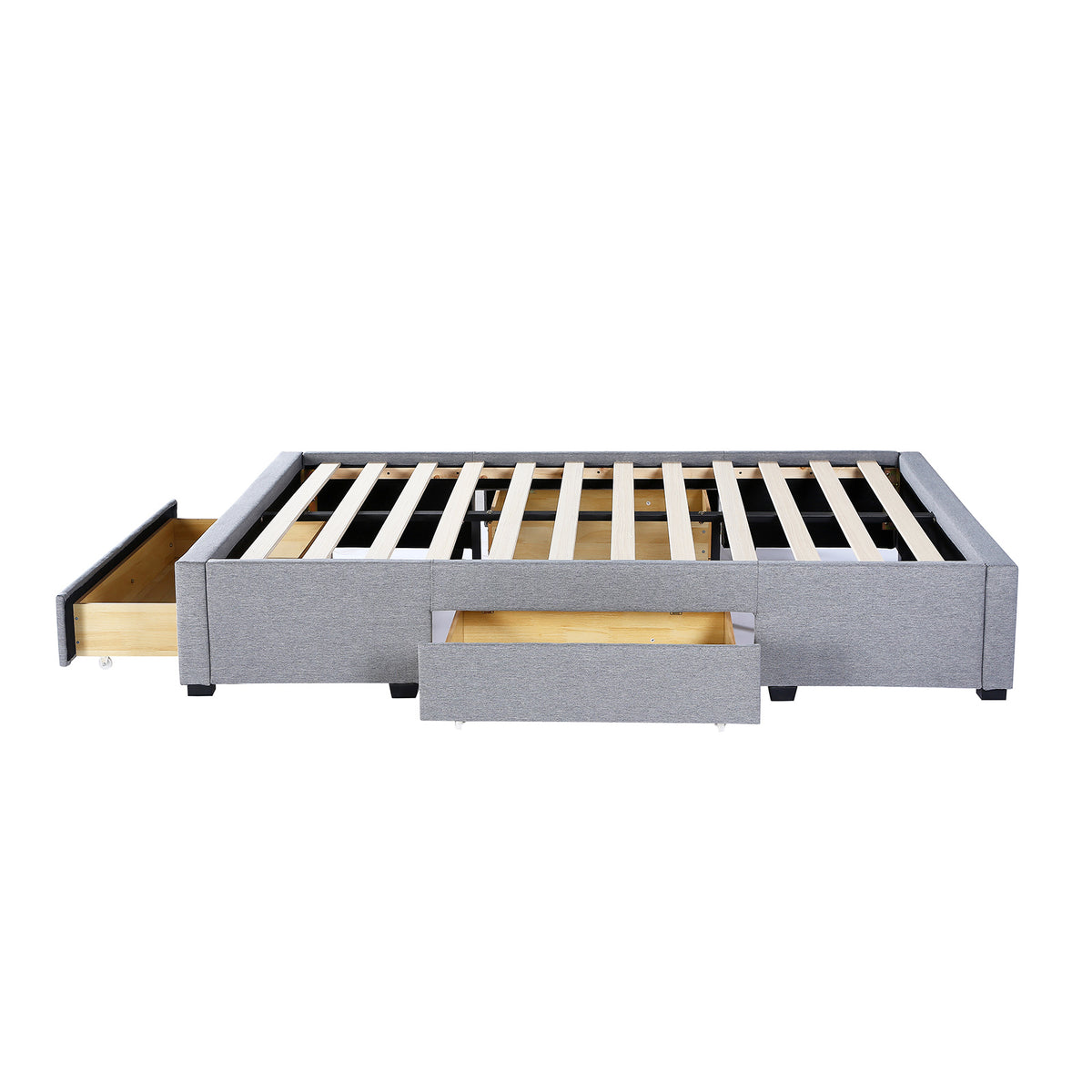 Milano Decor Palermo Bed Base with Drawers Upholstered Fabric Wood Grey - King - Grey