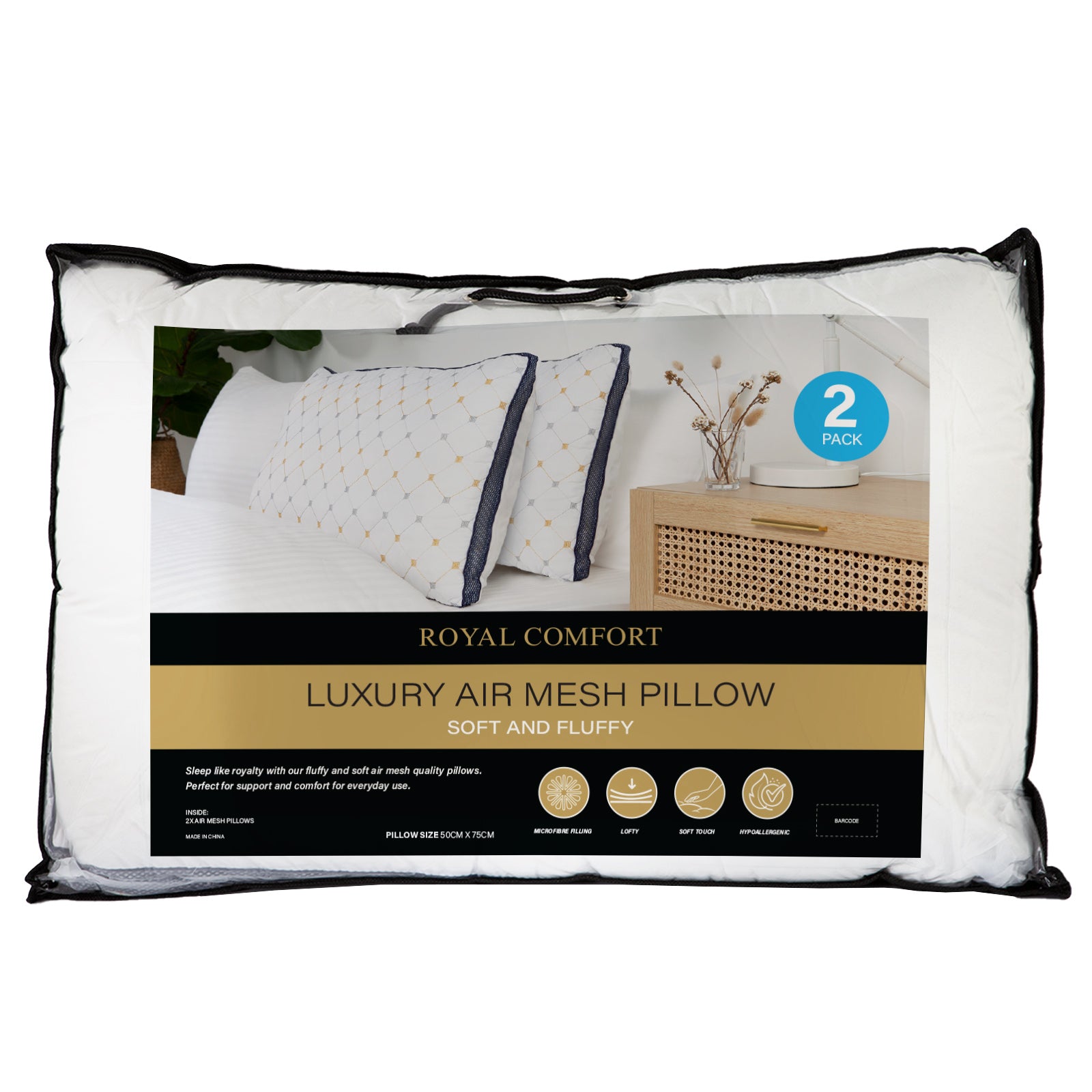 Royal Comfort Luxury Air Mesh Pillows 2 Pack Hotel Quality Checked Ultra Comfort