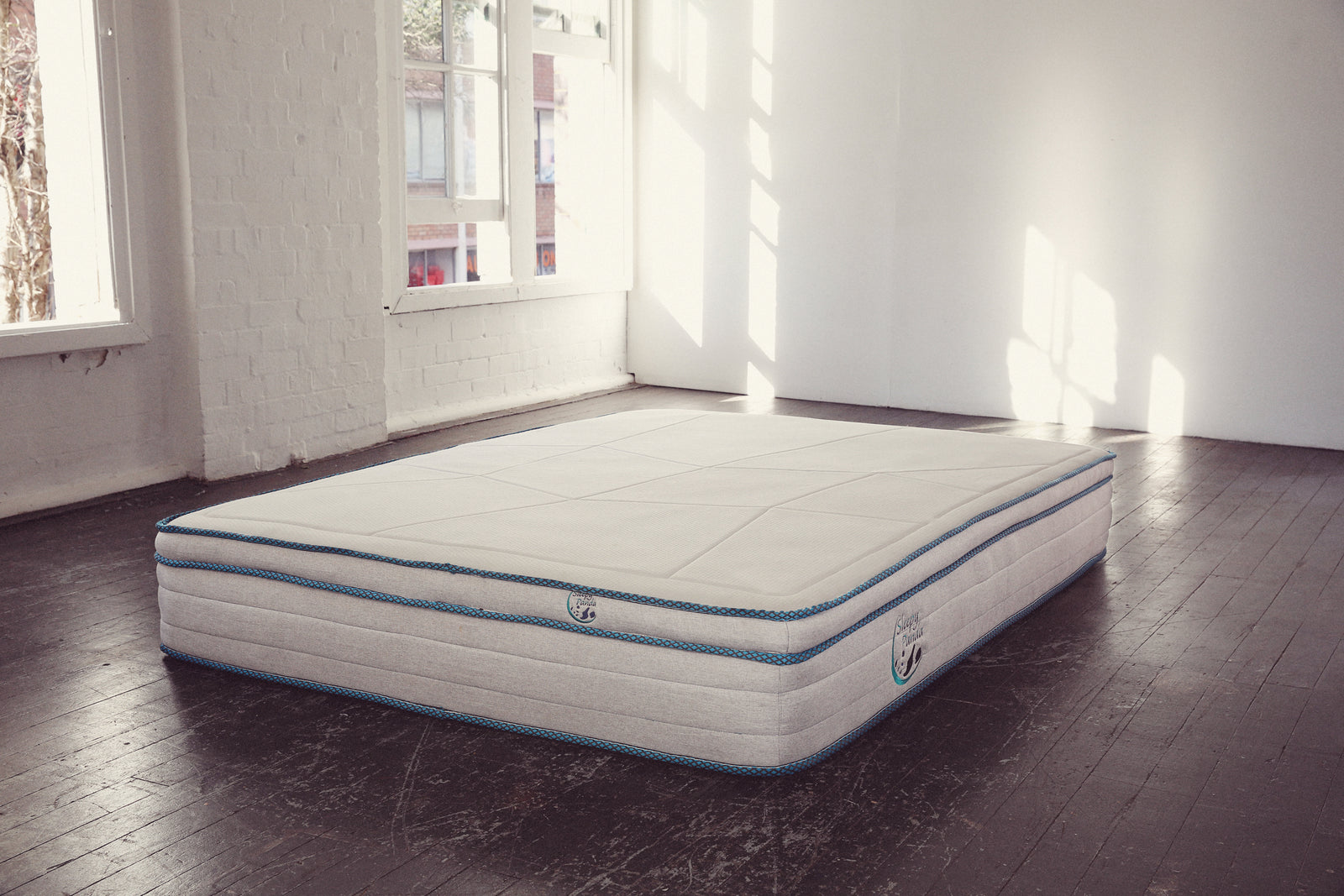 Sleepy Panda Mattress 5 Zone Pocket Spring EuroTop Medium Firm 30cm Thickness - Single - White  Grey  Blue