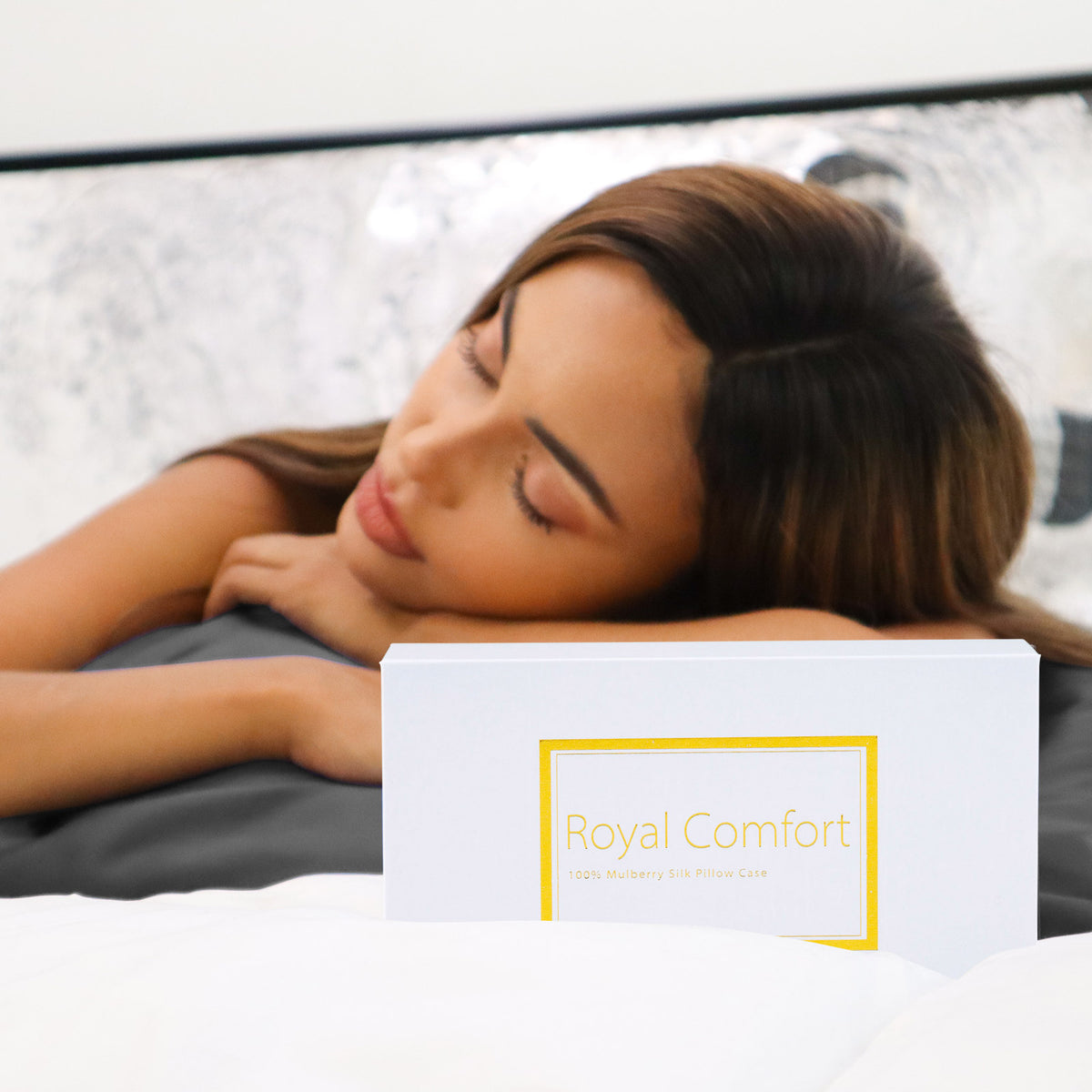 Royal Comfort Pure Silk Pillow Case 100% Mulberry Silk Hypoallergenic Pillowcase - Charcoal