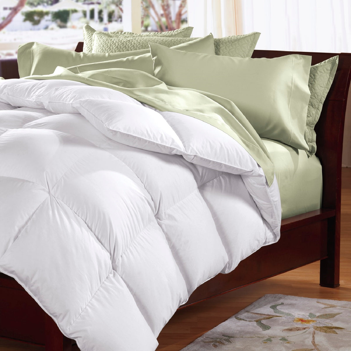 Goose Feather &amp; Down Quilt 500GSM + Goose Feather and Down Pillows 2 Pack Combo - King - White