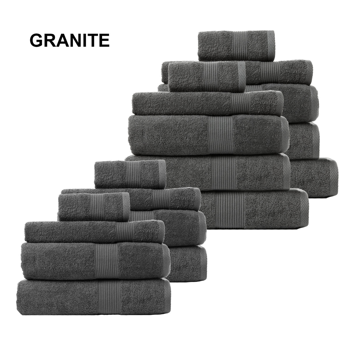 Royal Comfort 18 Piece Cotton Bamboo Towel Bundle Set 450GSM Luxurious Absorbent - Granite