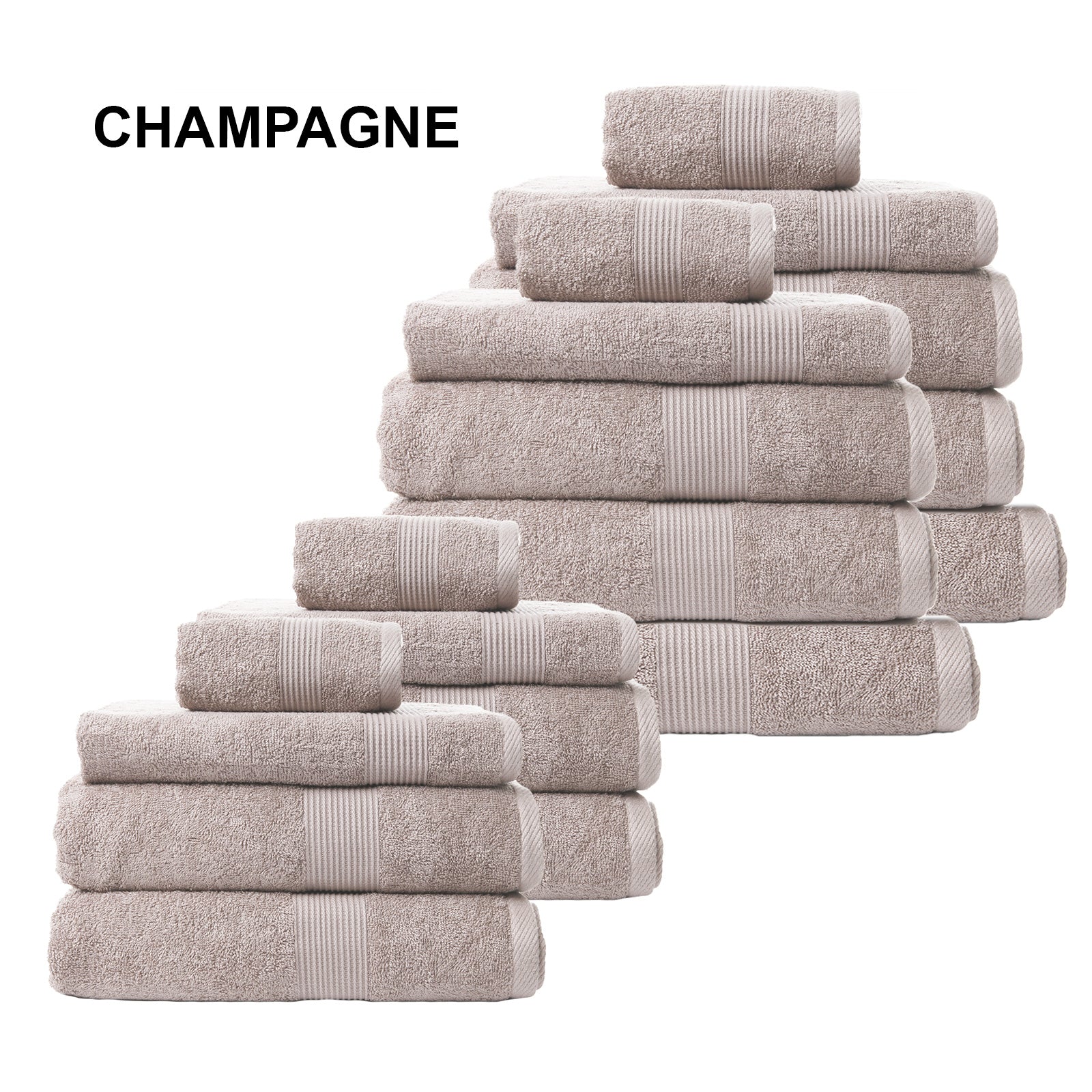 Royal Comfort 18 Piece Cotton Bamboo Towel Bundle Set 450GSM Luxurious Absorbent - Champagne