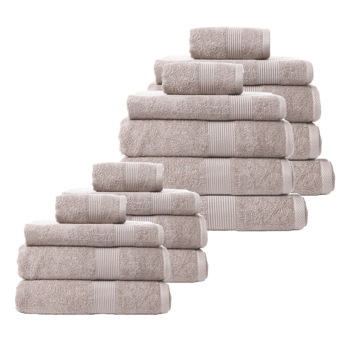 Royal Comfort 18 Piece Cotton Bamboo Towel Bundle Set 450GSM Luxurious Absorbent - Champagne