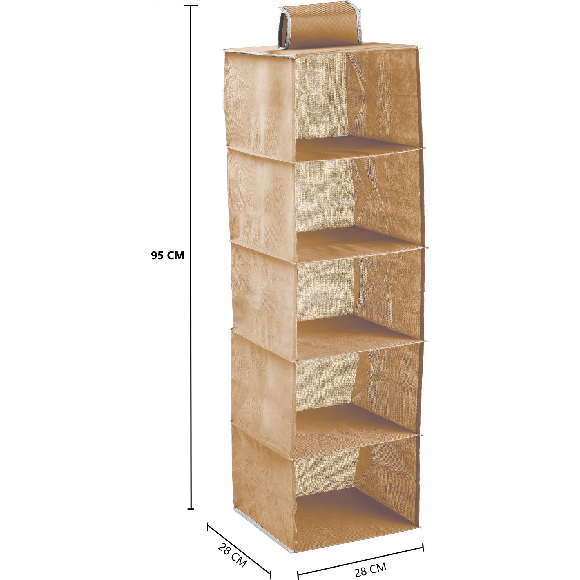 2 Pack 5-Tier Shelf Hanging Closet Organizer and Storage for Clothes (Beige)