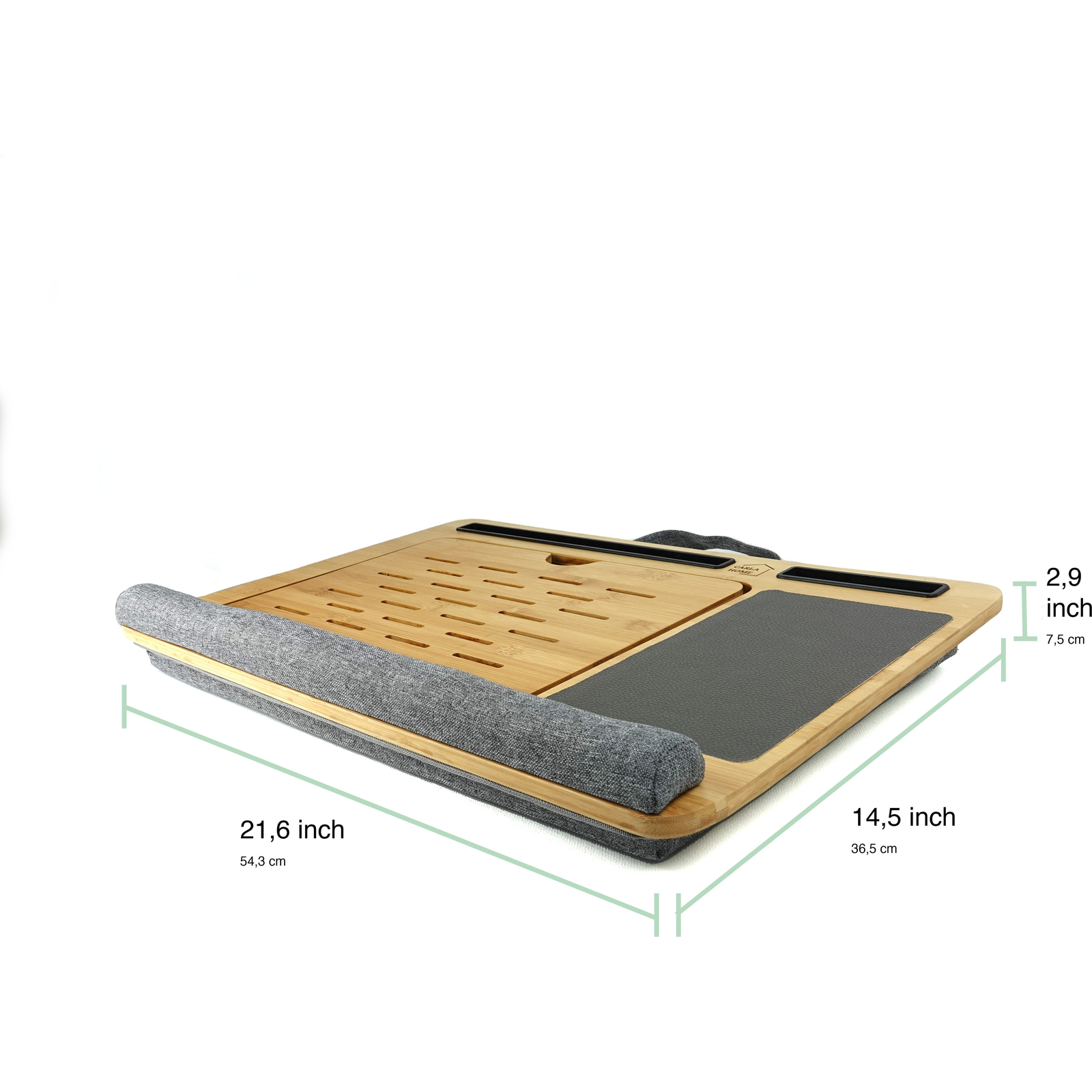 CARLA HOME Bamboo Laptop Lap Desk with Cushion and Angle Adjustable for Office and Home