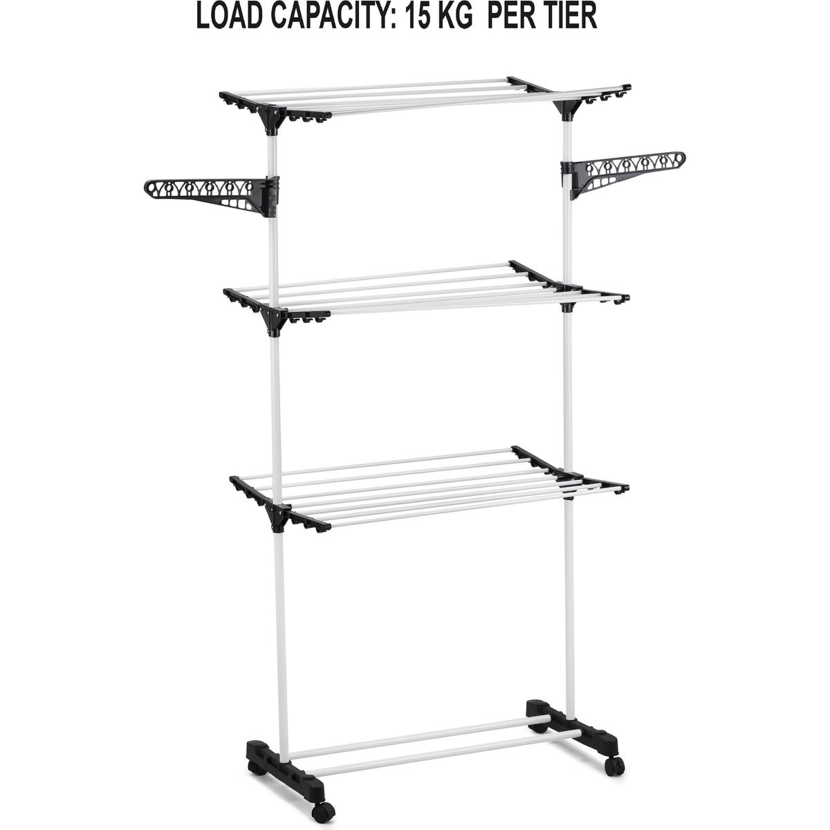 CARLA HOME Folding 3 Tier Clothes Laundry Drying Rack with Stainless Steel Tubes for Indoor & Outdoor Home