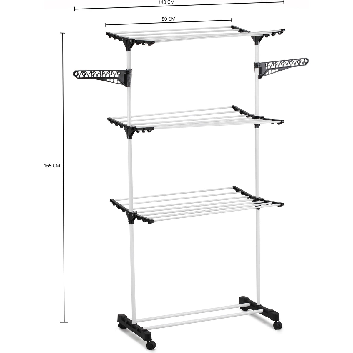 CARLA HOME Folding 3 Tier Clothes Laundry Drying Rack with Stainless Steel Tubes for Indoor & Outdoor Home