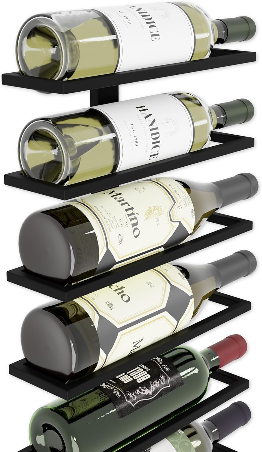 Set 2 Pcs Metal Wall Mount Wine Rack for Wine Bottles, Liquor, Champagne (Holds 10 Bottles)