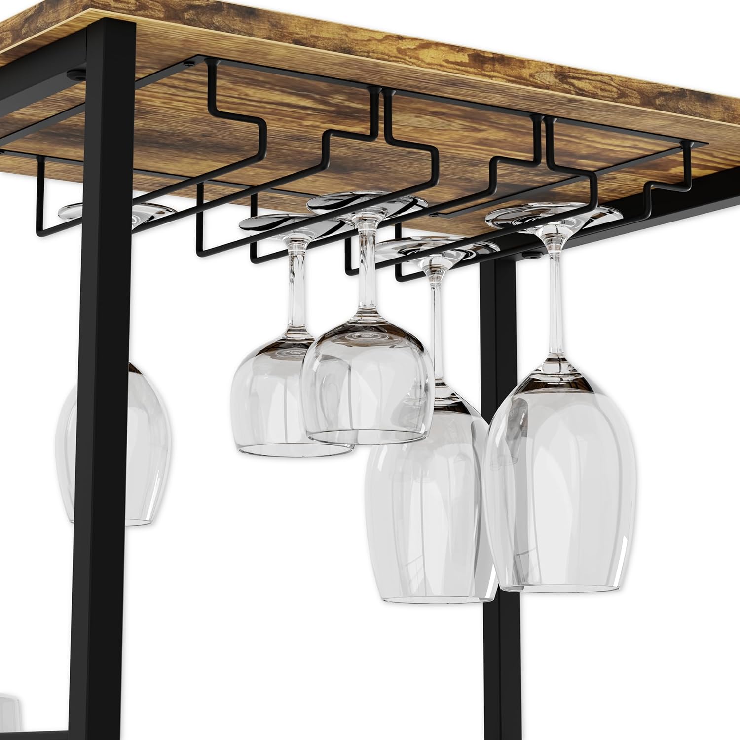 CARLA HOME Freestanding Wine Rack for 20 Bottles with Wood Countertop and Sturdy Metal Frame