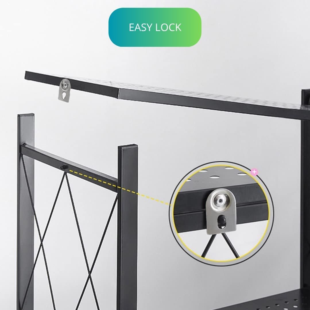 CARLA HOME 5-Tier Foldable Storage Shelf with Wheels for Kitchen, Garage, Pantry or Basement (Black)