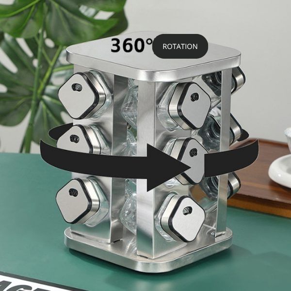 CARLA HOME Rotating Spice Rack Organizer with 20 Glass Jars for Kitchen Countertop