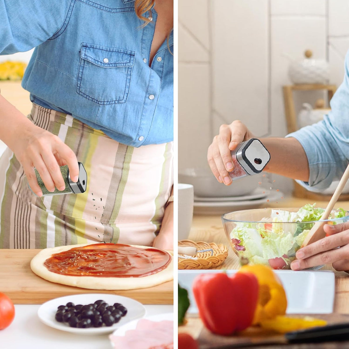 CARLA HOME Rotating Spice Rack Organizer with 20 Glass Jars for Kitchen Countertop
