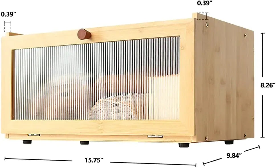 CARLA HOME Bamboo Bread Box, Kitchen Countertop Storage, Window Bread Holder