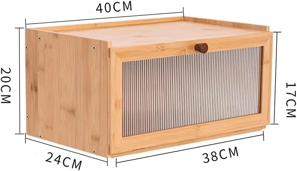 CARLA HOME Bamboo Bread Box, Kitchen Countertop Storage, Window Bread Holder