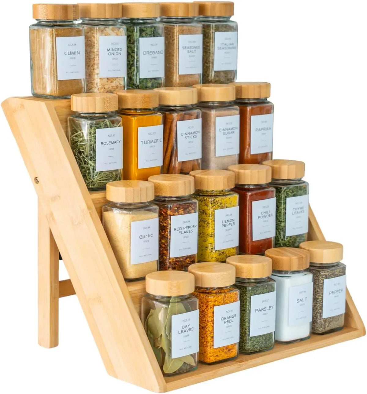 CARLA HOME 3 Tier Bamboo Spice Rack, Countertop Jar Organiser, Kitchen